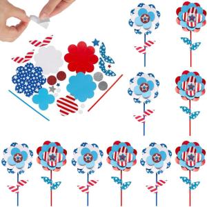 Fun Express Patriotic Flower Planter Stick Craft Kit – Makes 12