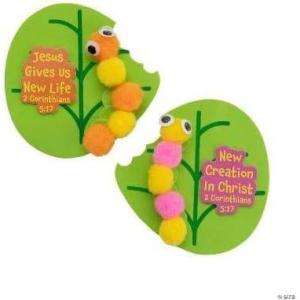 Fun Express Religious Caterpillar Magnet Craft Kit – Create 12 Colorful Magnetic Crafts for Kids – Includes All Materials – Great for Sunday School & Vacation Bible School – Multi-Color 12 Pieces