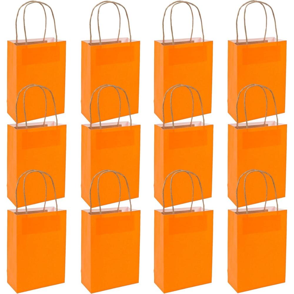 image:imageFun Express Med Orange Craft Bags for Wedding Party Supplies Bags Paper Gift W amp Handles Wedding 12 Pieces