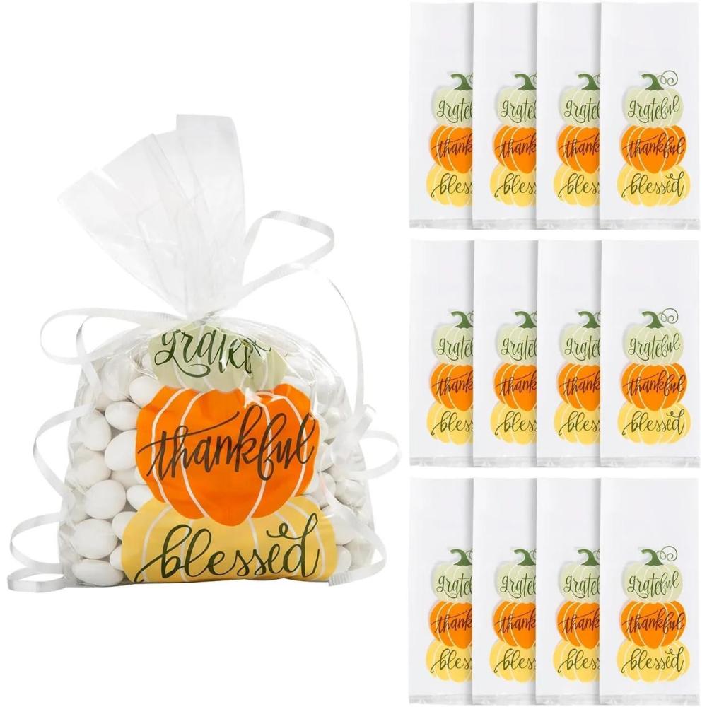 image:imageFun Express 5 x 11 12 Thanksgiving Cellophane Treat Bags  12 Pc