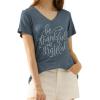 Fun Express Bella + Canvas Be Thankful and Grateful Women’s Short Sleeve V-Neck T-Shirt