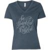 Fun Express Bella + Canvas Be Thankful and Grateful Women’s Short Sleeve V-Neck T-Shirt