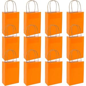 Fun Express – Med Orange Craft Bags for Wedding – Party Supplies – Bags – Paper Gift W & Handles – Wedding – 12 Pieces