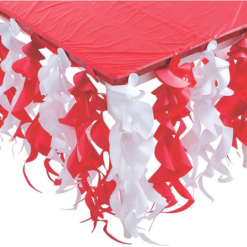 image:imageFun Express Red amp White Swirl Table Skirt Elegant and Festive Holiday Party Decor for Christmas Birthdays Special Celebrations Easy Assemble Durable amp Stylish Swirl Design Red amp White 1 Piece