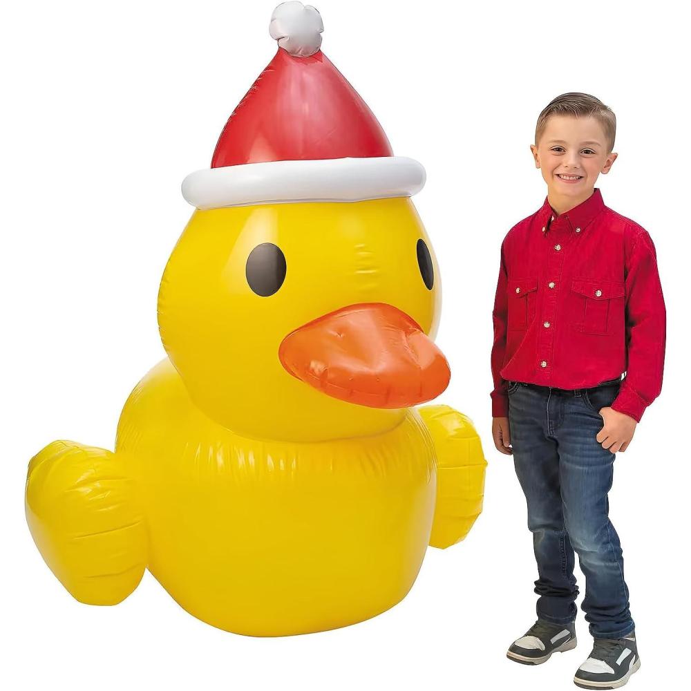 image:imageGiant Inflatable Vinyl Rubber Duck in Santa Hat 42 x 57 for Holiday Decoration Pools Parties and Outdoor Festivities