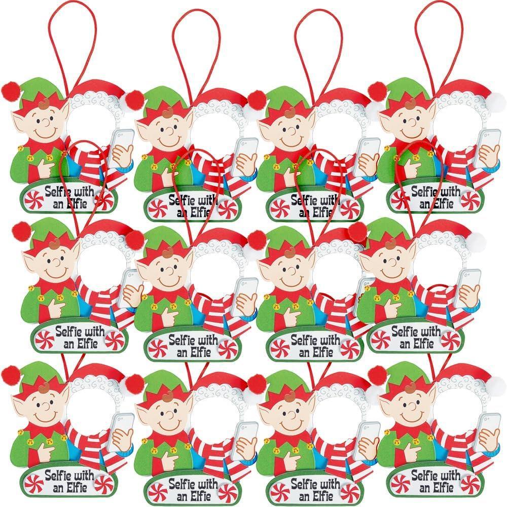 image:imageGreen amp Red Foam Elfie Selfie Picture Frame Ornament Craft Kits 45 x 45 12 Sets  Fun DIY Holiday Decor for Kids and Families