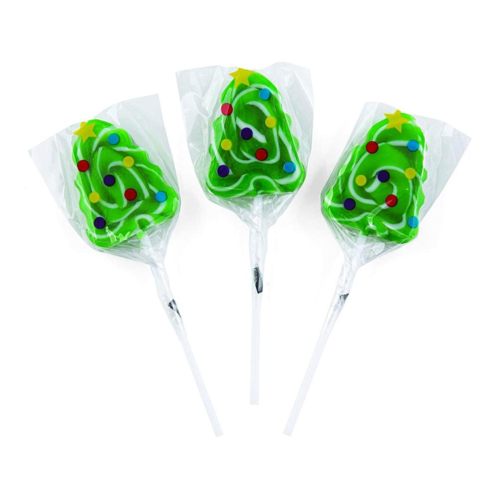 image:imageNovelty Themed Individually Wrapped Lollipops 12 Pieces Christmas Tree Swirls Holiday Suckers Party Favors