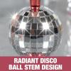 9″ 6 oz. Silver Disco Ball Stem Pink Plastic Champagne Flutes – 12 piece