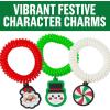 Festive Christmas Wrist Coil Bracelets with Charm – (Pack of 12) – Assorted Colors & Designs, Perfect for Christmas Parties, School Celebrations, and More