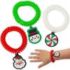 Festive Christmas Wrist Coil Bracelets with Charm – (Pack of 12) – Assorted Colors & Designs, Perfect for Christmas Parties, School Celebrations, and More