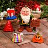 Fun Express Garden Gnomes Outdoor Statue with 5 Interchangeable Seasonal Hats – Resin Gnome Figurines for Yard Decorations | Christmas Halloween Easter Holiday Gnome Decor for Home Garden Sculptures