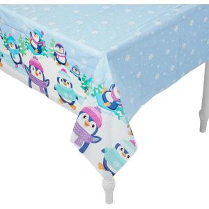 Fun Expess 54″ x 108″ Winter Penguin Party Rectangle Disposable Plastic Tablecloth