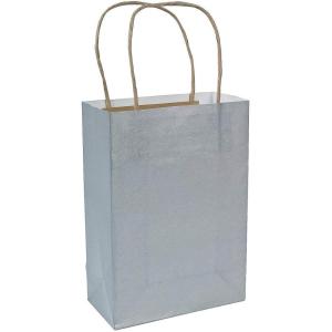 Fun Express – Med Silver Craft Bags for Wedding – Party Supplies – Bags – Paper Gift W & Handles – Wedding – 12 Pieces