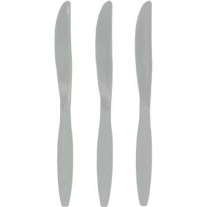 Fun Express – Metallic Silver Plastic Knives (50 Pc) – Party Supplies – Solid Tableware – Cutlery – 50 Pieces