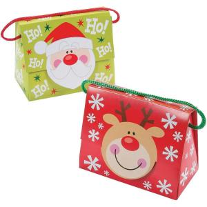 Fun Express Christmas Tent Boxes with Handle, 5 X 2 3/4 X 4 1/4-Inch with 4-Inch Handles (Pack of 12)