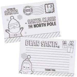 Fun Express Color Your Own Letter To Santa Postcards – Set of 24 – Christmas Crafts for Kids
