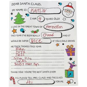 Fun Express Color Your Own Letter to Santa – Set of 50 – Christmas Crafts for Kids
