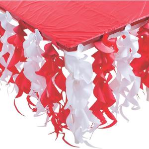 Fun Express Red & White Swirl Table Skirt – Elegant and Festive Holiday Party Decor for Christmas Birthdays Special Celebrations – Easy Assemble Durable & Stylish Swirl Design – Red & White – 1 Piece