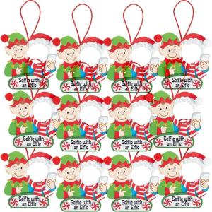 Green & Red Foam Elfie Selfie Picture Frame Ornament Craft Kits (4.5″ x 4.5″) 12 Sets – Fun DIY Holiday Decor for Kids and Families