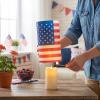 Fun Express 16 1/2″ x 9″ Patriotic USA Flag-Themed Plastic Lantern Luminary Wraps – 12 Pieces