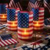Fun Express 16 1/2″ x 9″ Patriotic USA Flag-Themed Plastic Lantern Luminary Wraps – 12 Pieces