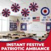 Fun Express 16″ diam. Patriotic Red, White & Blue Hanging Paper Fans – 6 Pieces