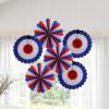 Fun Express 16″ diam. Patriotic Red, White & Blue Hanging Paper Fans – 6 Pieces