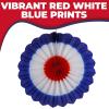 Fun Express 16″ diam. Patriotic Red, White & Blue Hanging Paper Fans – 6 Pieces