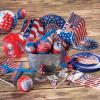 Fun Express Patriotic Fourth of July Toy Assortment (1000 pieces) Gliders, Pin tops, Pins, Balls, and more
