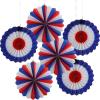 Fun Express 16″ diam. Patriotic Red, White & Blue Hanging Paper Fans – 6 Pieces