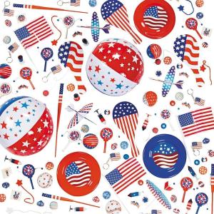 Fun Express Patriotic Fourth of July Toy Assortment (1000 pieces) Gliders, Pin tops, Pins, Balls, and more