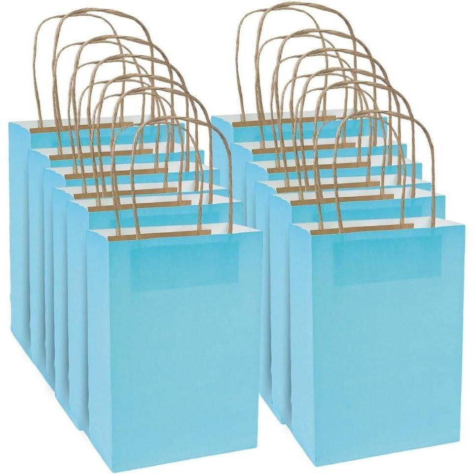 image:imageFun Express Med Light Blue Craft Bags for Wedding Party Supplies Bags Paper Gift W amp Handles Wedding 12 Pieces