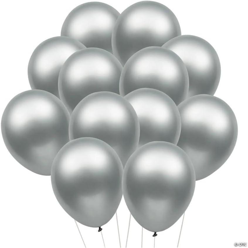 image:imageFun Express Metallic Silver Platinum Satin Luxe 12 Latex Balloons 25 Pieces
