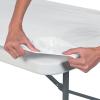 Fun Express 8 Ft. White Fitted Plastic Tablecloths Bulk 12 Pc