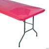 Fun Express 8 Ft. Red Fitted Plastic Tablecloths Bulk 12 Pieces