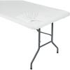 Fun Express 8 Ft. White Fitted Plastic Tablecloths Bulk 12 Pc