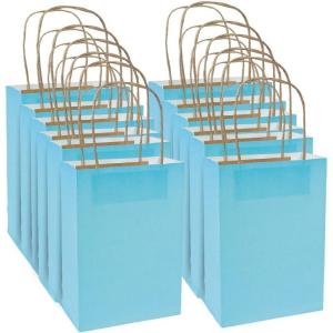 Fun Express – Med Light Blue Craft Bags for Wedding – Party Supplies – Bags – Paper Gift W & Handles – Wedding – 12 Pieces