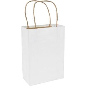Fun Express – Med White Craft Bags for Wedding – Party Supplies – Bags – Paper Gift W & Handles – Wedding – 12 Pieces