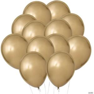 Fun Express Bulk 72 Pieces Metallic Gold Sateen Satin Luxe 5″ Latex Balloons