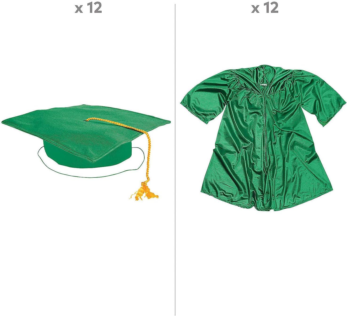 image:imageFun Express Bulk Elementary School Shiny Green Graduation Cap amp Gown Sets for 12