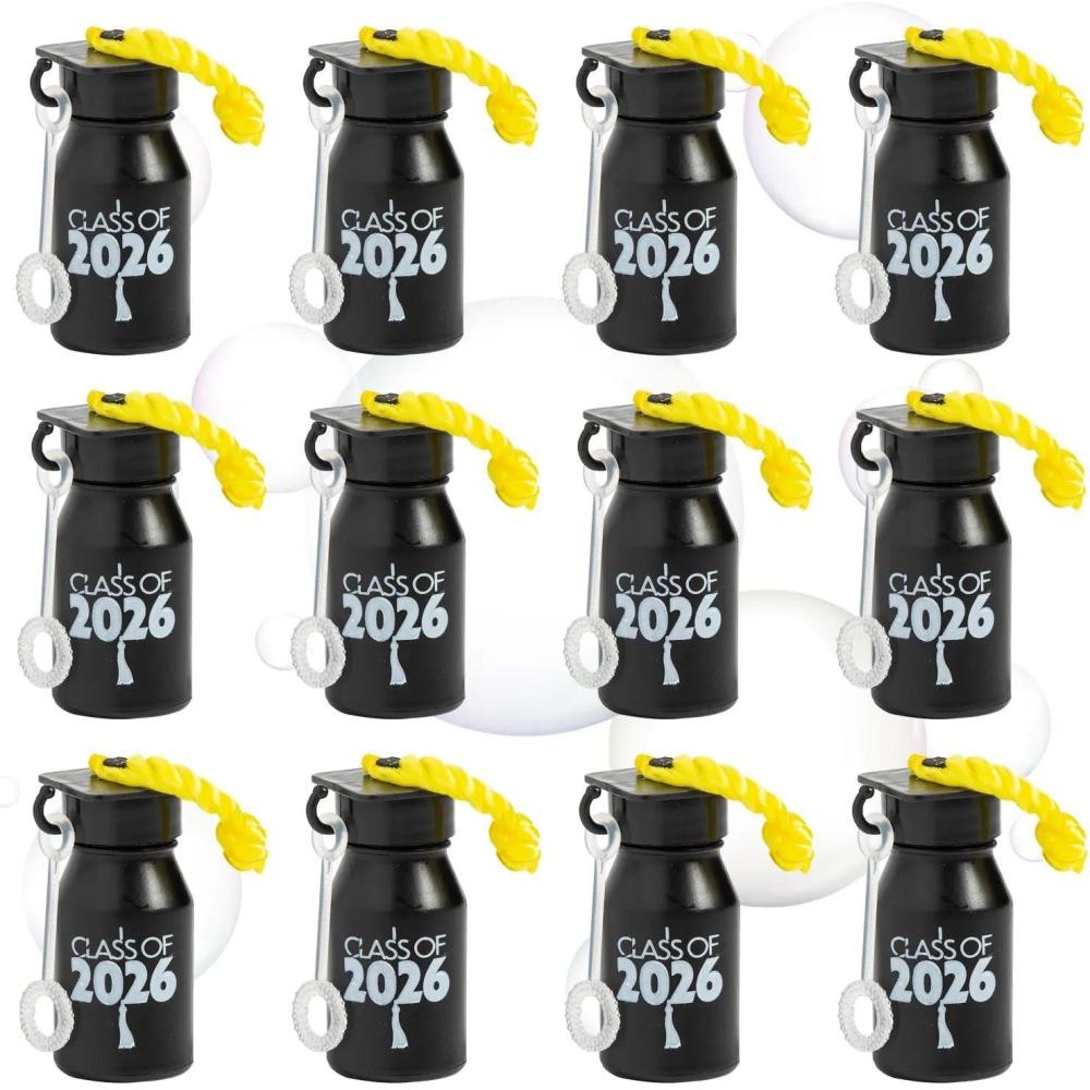 image:image1 x 2 14 Mini Graduation Class of 2026 Plastic Bubble Bottles 12 Pc