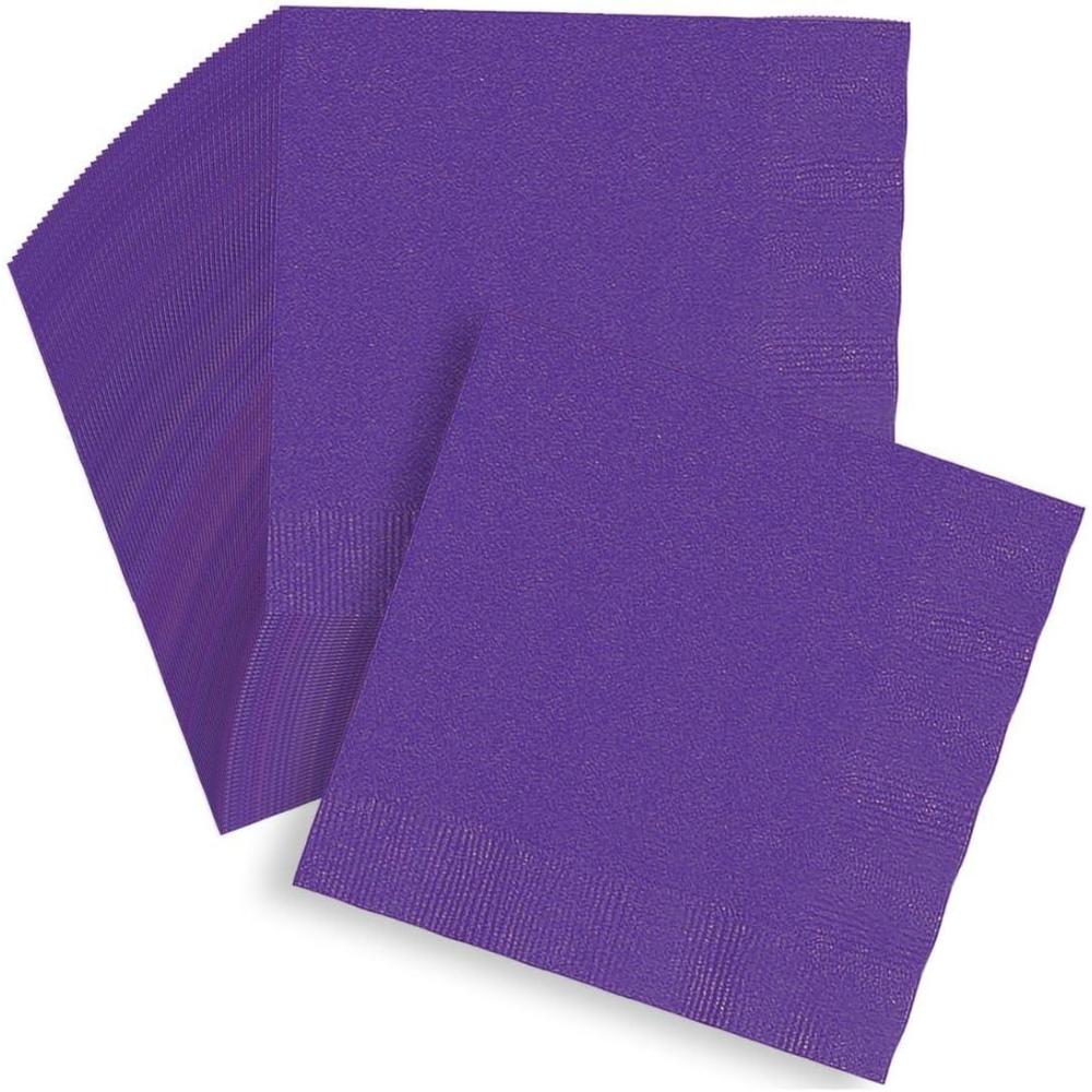 image:imageFun Express Purple 9 78 Paper Napkin 50pc Party Supplies Solid Tableware Solid Napkins 50 Pieces