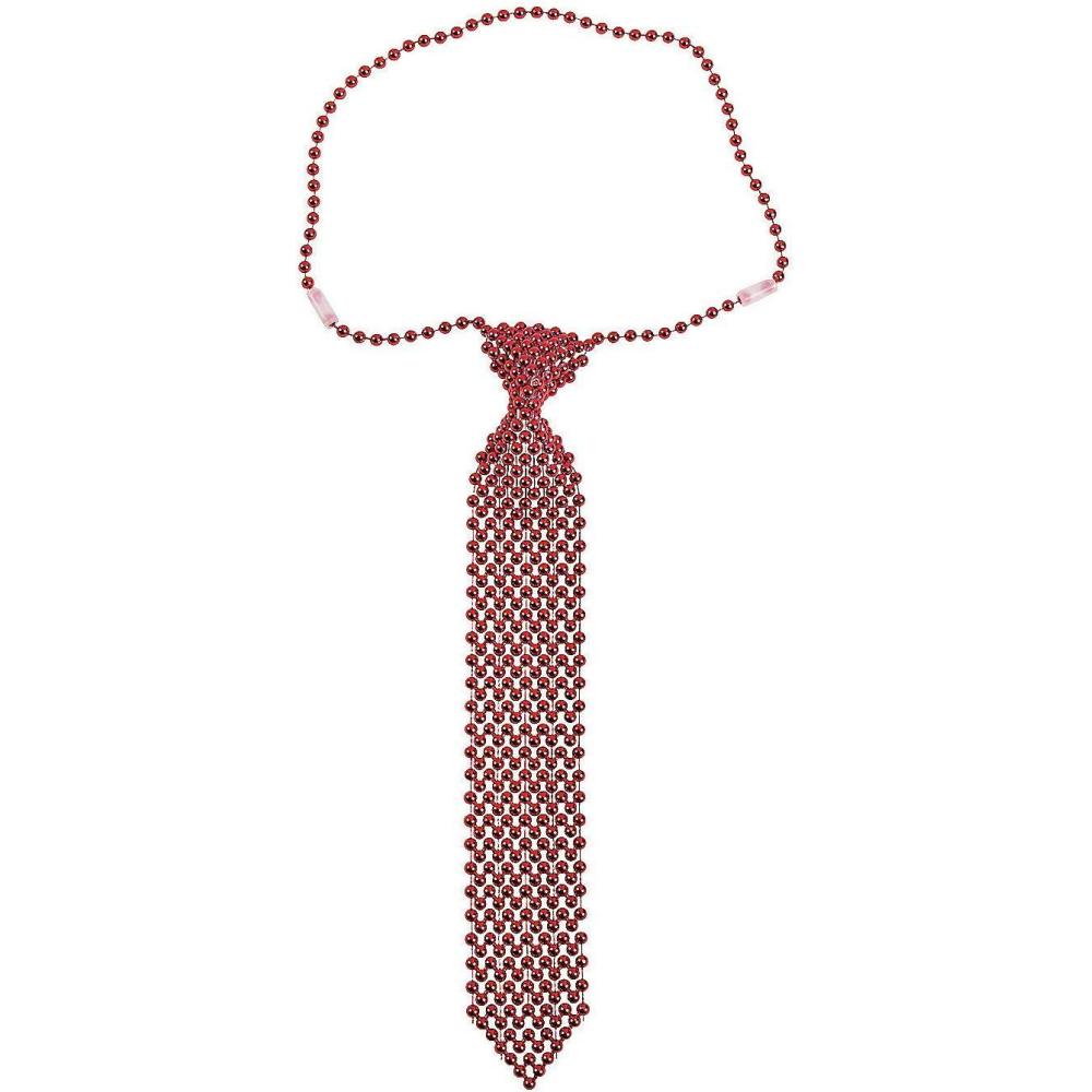 image:imageFun Express  Red Beaded Tie for Christmas  Jewelry  Mardi Gras Beads  Misc Mardi Gras Beads  Christmas  1 Piece