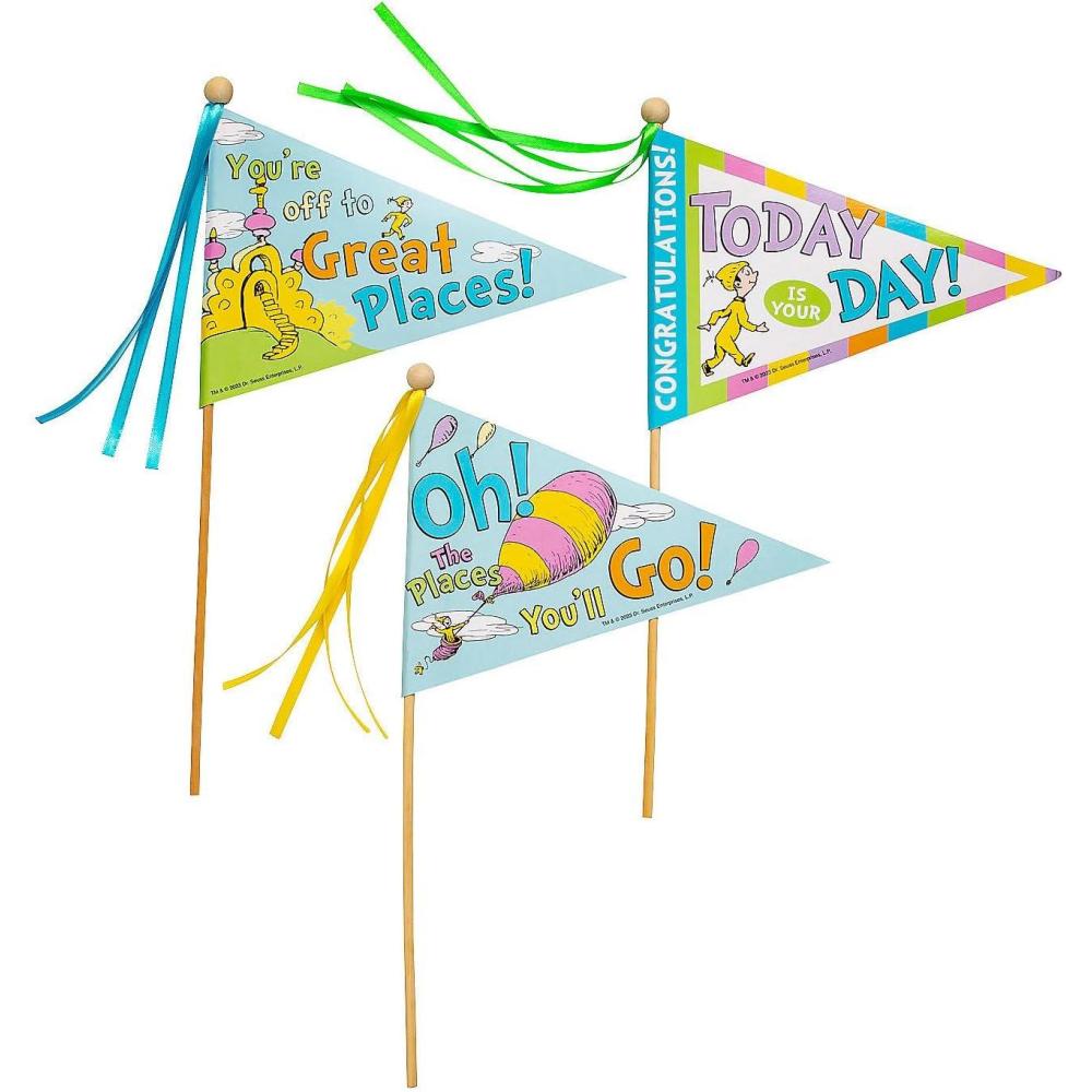 image:imageFun Express 10 14 X 6 12 Dr Seuss Oh The Places Youll Go Cardstock Pennant Flags 12 Pieces