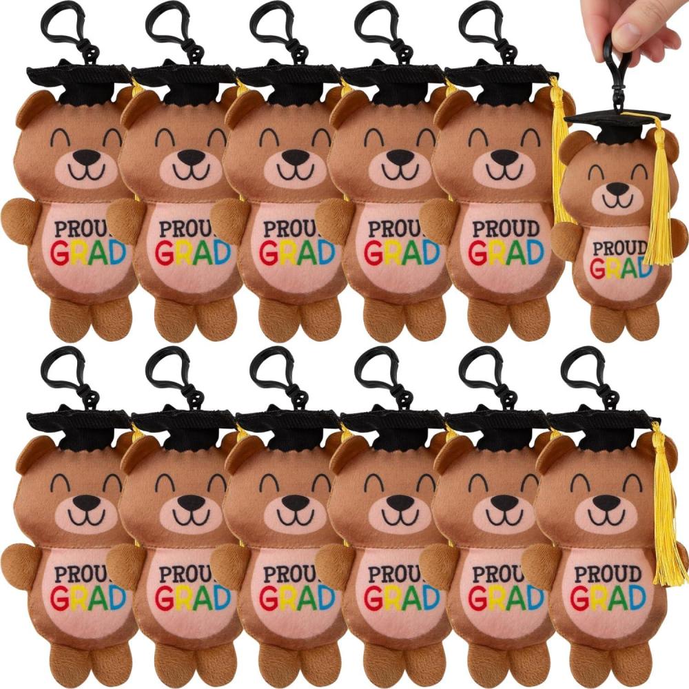 image:imageFun Express 2 14 x 3 12 Stuffed Elementary Graduation Bear Backpack Clips 12 Pc