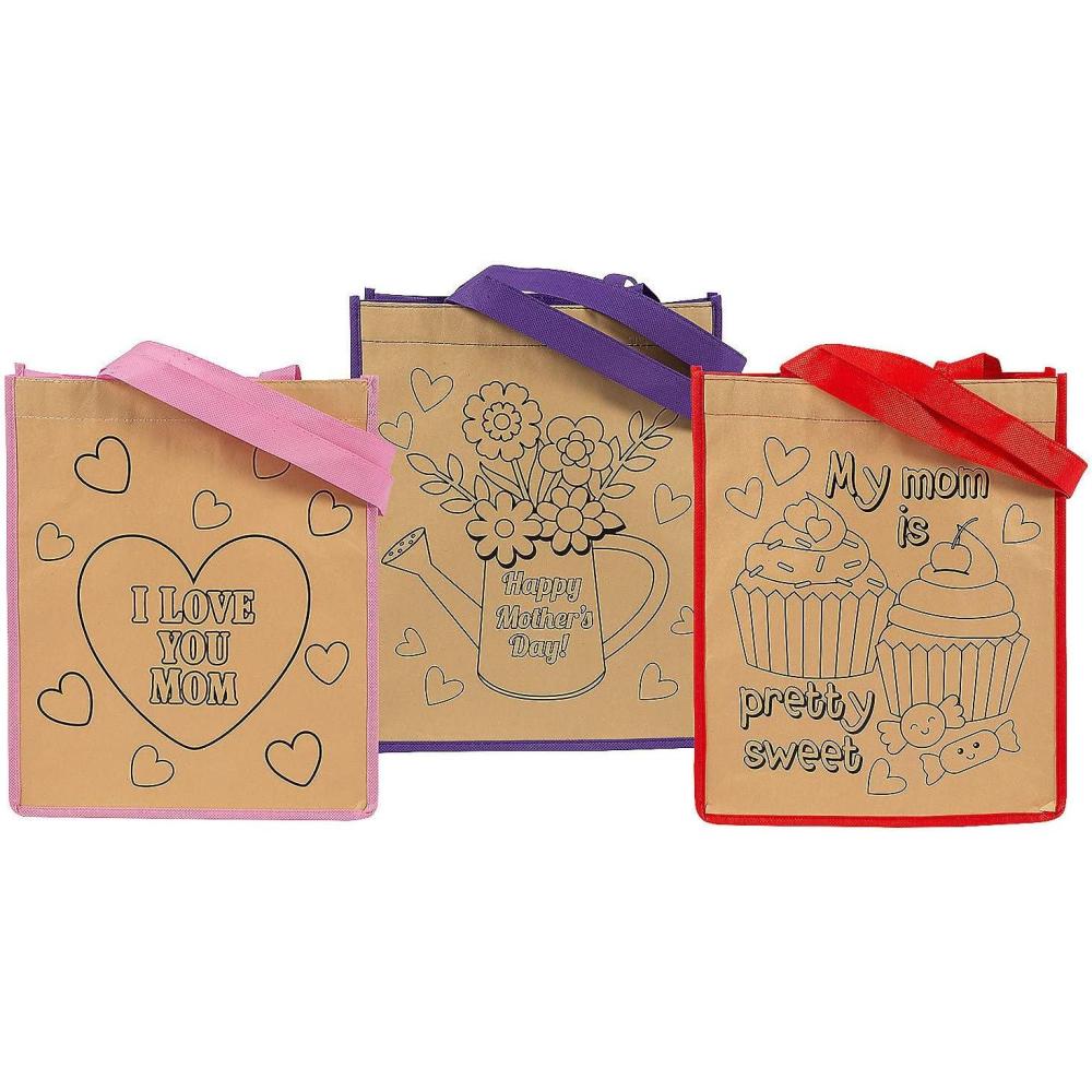 image:imageFun Express Color Your Own Large Mothers Day Tote Bags 12 Pieces