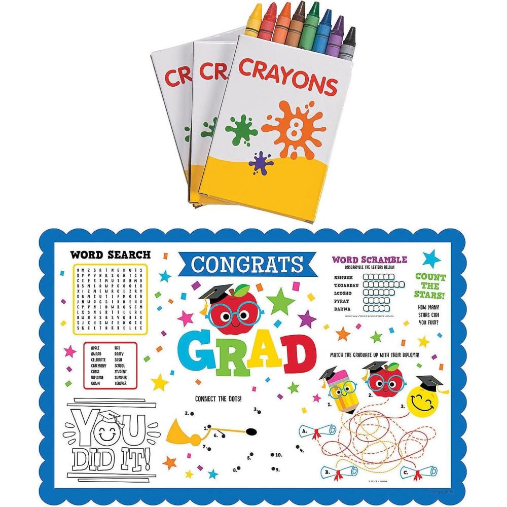image:imageFun Express Elementary Graduation Activity Placemats with Crayons for 12