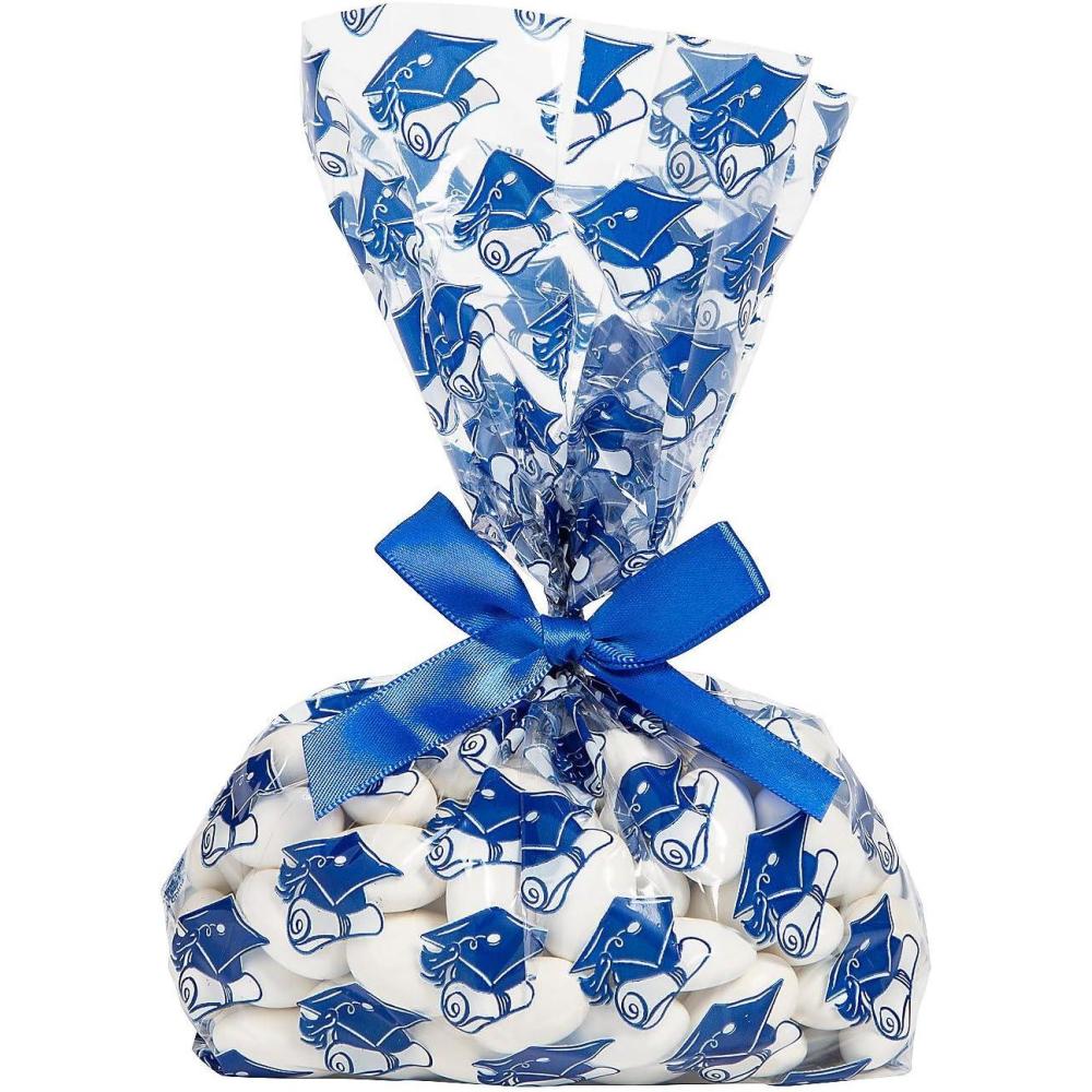 image:imageFun Express Royal Blue Graduation Cellophane Bags with Bow for 48