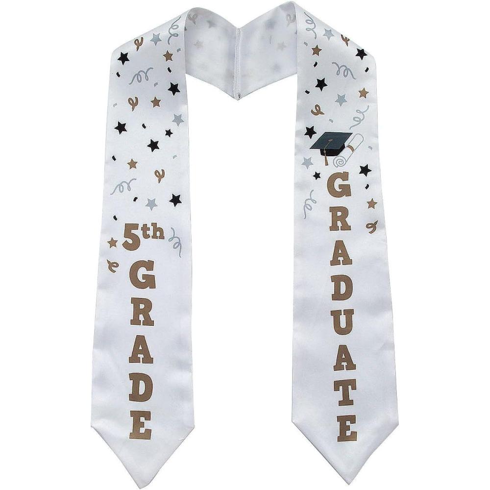 image:imageFun Express White Graduation Sash 52 Inch Kids Elementary 5th Grade Polyester Graduation Stole  Premium Academic Stole for Boys amp Girls  Perfect for Moving Up Ceremony amp Day Accessories