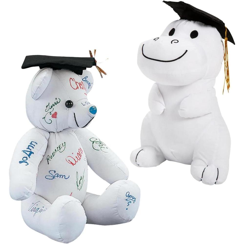 image:imageGraduation Autograph Stuffed Bear amp Dinosaur Animals with Cap 11 12 2 Pc